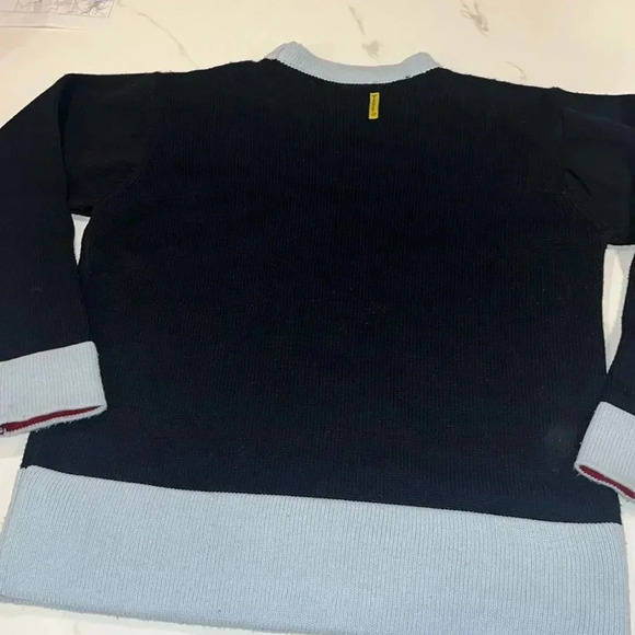 Armani Oversized Navy Colorblock Logo Sweater Made in Italy XL - Picture 5 of 11